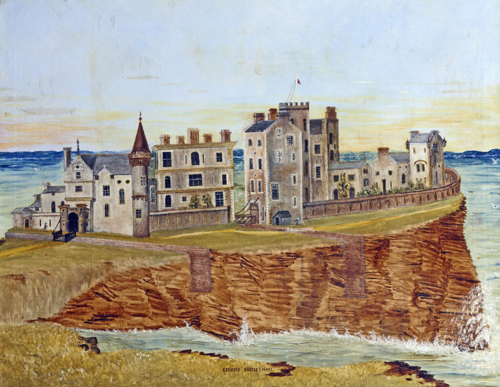 A naïve painting of the castle showing a variety of architectural styles